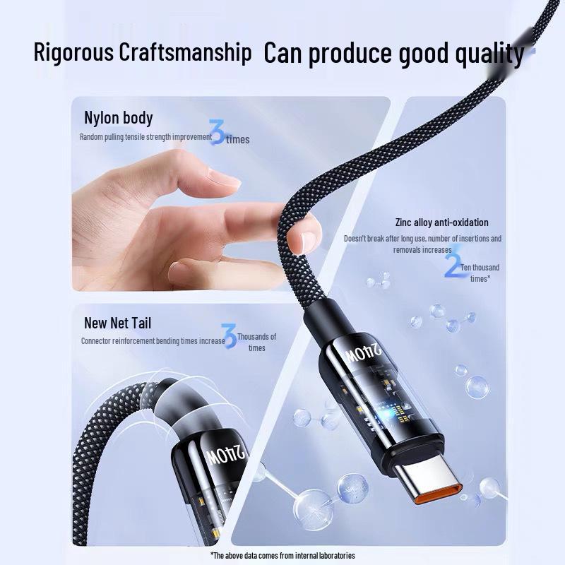 Clear 240W Super Fast Charging USB-C Data Cable for Huawei Honor 10A Flash Charger