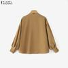 ZANZEA Women Casual Round Neck Loose Long Sleeve Solid Blouse
