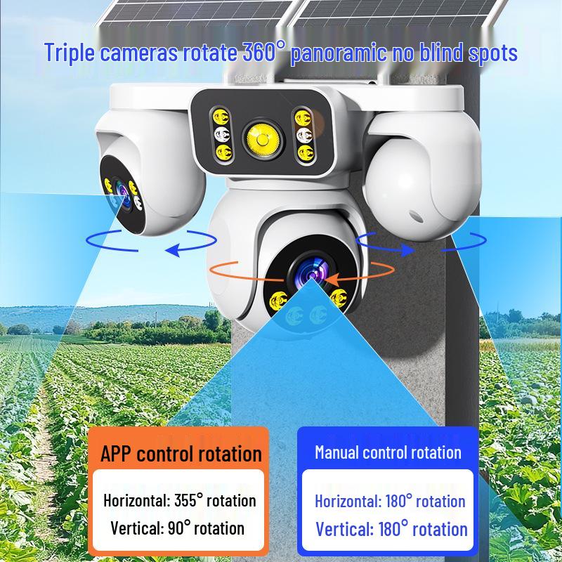 Hieasy AOV Solar-Powered Three-Screen Outdoor Night Vision Camera