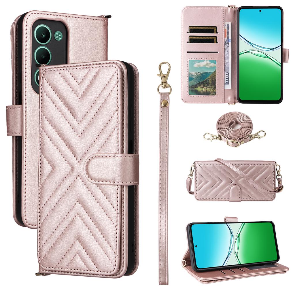 For Oppo A5 5G/4G/A5m Case with Shoulder/Wrist Strap Leather Phone Cover Stand Wallet