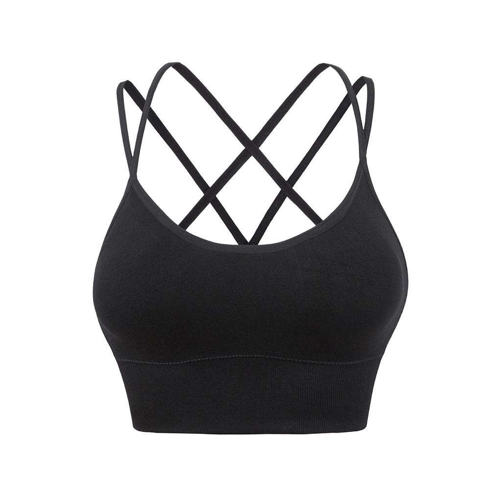 European & American Plus Size Criss-Cross Back Sports Bra - Wire-Free, Shockproof Yoga & Running Bra for Women