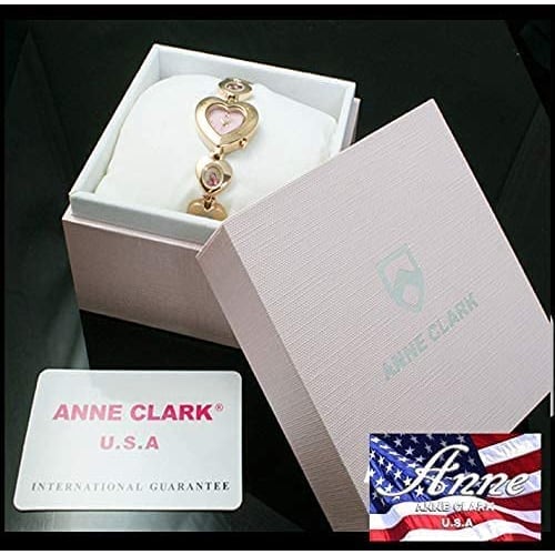 ANNE CLARK Women's Watch, 1031 Series, Heart Design, Natural Shell Dial, Natural Diamonds, Skin-Friendly All-Stainless Steel, Moving Stone Bracelet (P