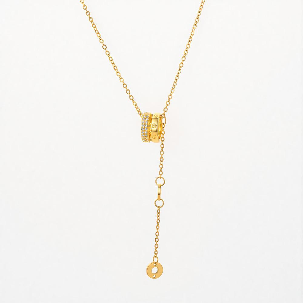 Women's Slim Titanium Steel Necklace - Luxury Inlaid Clavicle Chain