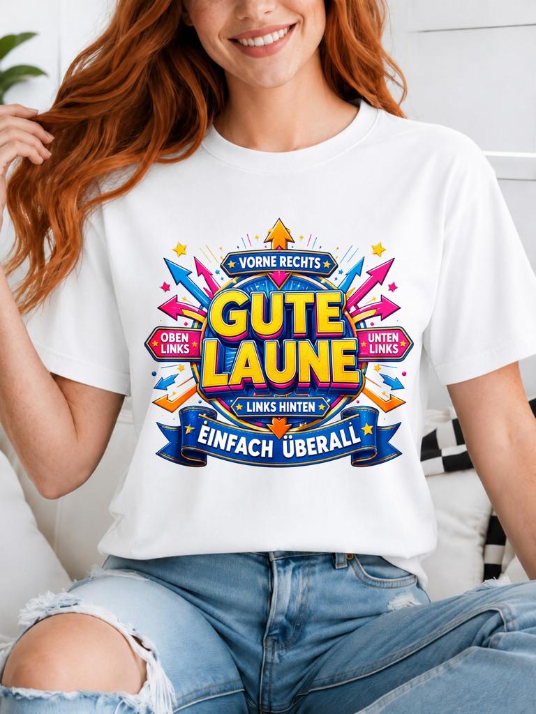 Gute Laune Uberall Glossy Blue Medal With Arrows Stars And Ribbon Sporty Celebration Lettering Unisex All Tshirt