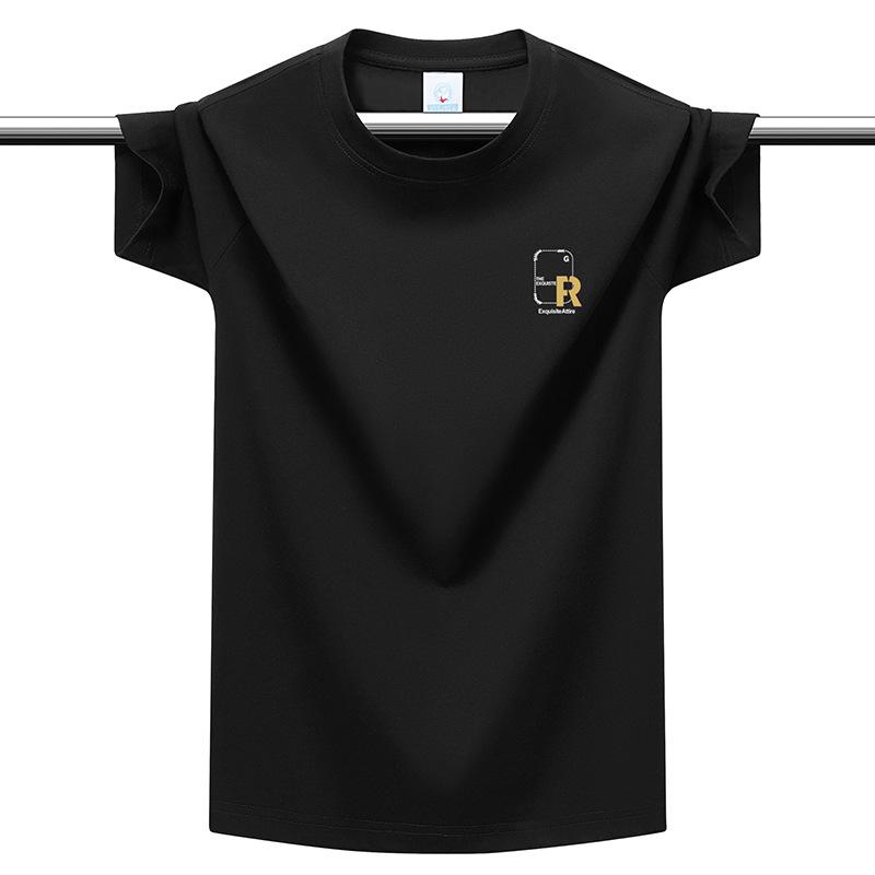 Plus Size Men's T-shirt 220g Heavyweight Cotton Solid Color Loose Fit Casual Summer Tee Top