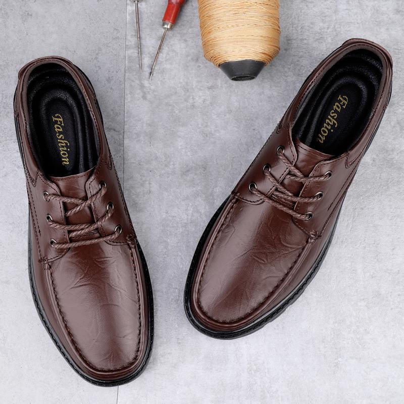 Genuine Leather Oxford Shoes Men Warm Plush Fur Winter Shoes Soft-soled Male Casual Shoes Fashion Light Business Dress Sneakers