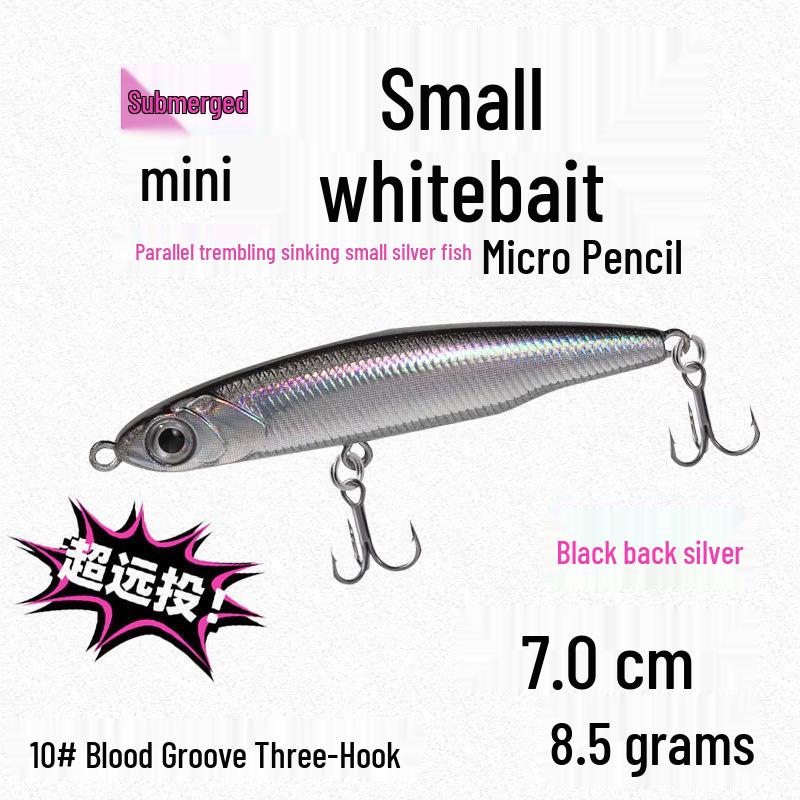 Small Silver Fish Pencil Twitching Long Cast Slow-Sinking Freshwater & Sea Fishing Lure for Mackerel & Asp