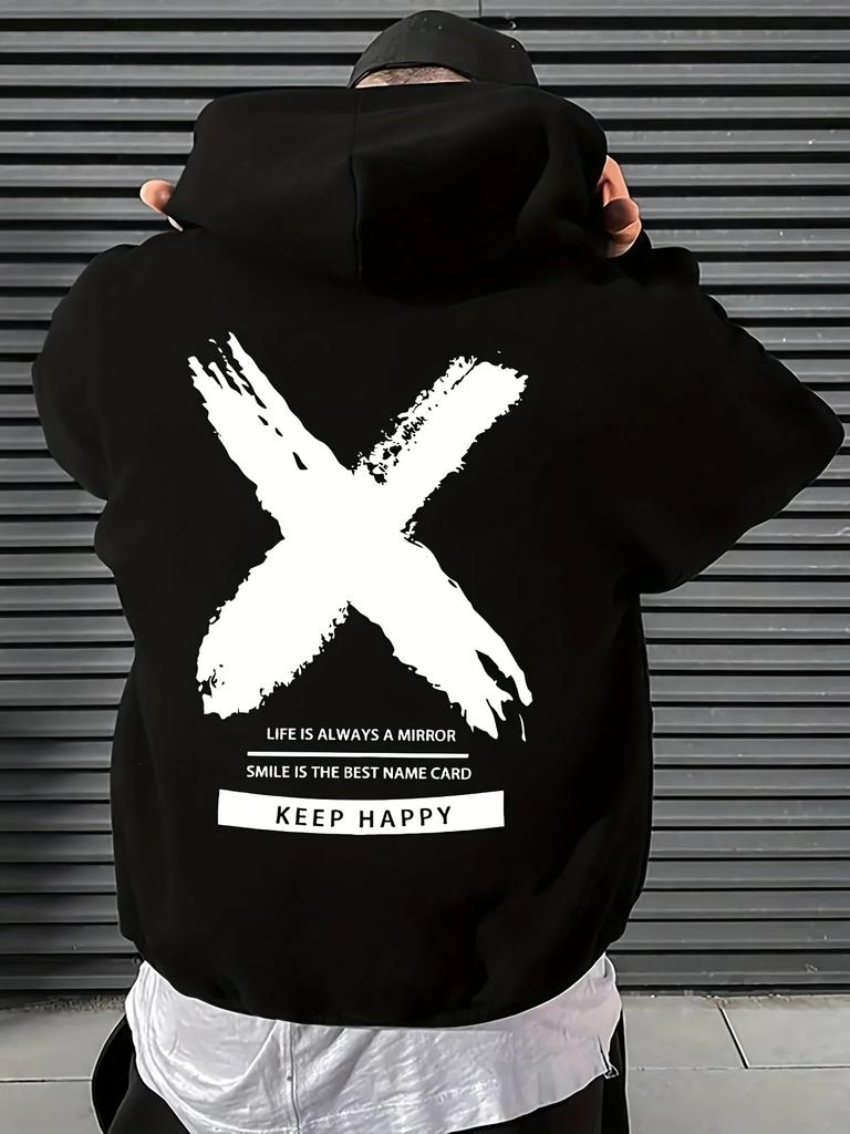 Men's hip-hop hooded sweatshirt font design printed hooded sweatshirt high-quality casual sweatshirt