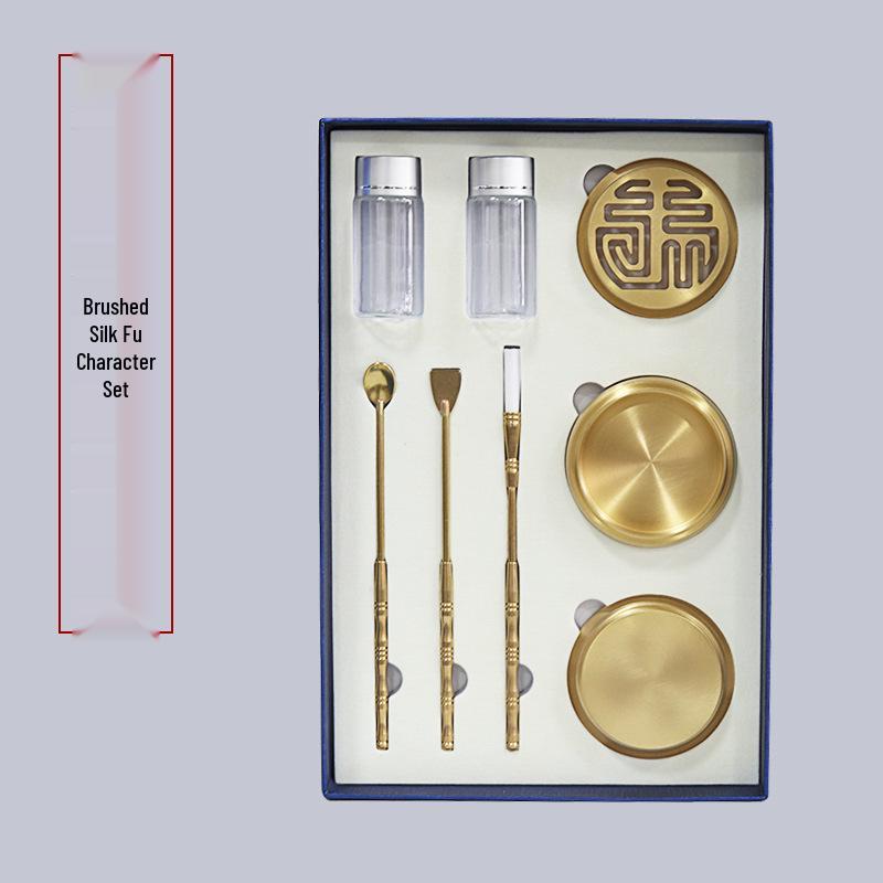 Brass Incense Seal Set: Agarwood Burner & Ceremony Tools