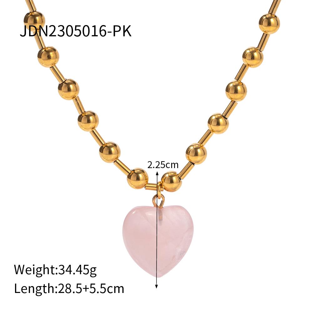 

Youthway Delicate Clear Glass Heart Stainless Steel Necklace Bracelet Set Waterproof Golden Trendy Jewelry Boucle Oreille Femme