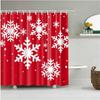 Merry Christmas Shower Curtain Christmas Home Decor Snowman Santa Claus Bathroom Curtain Polyester Fabric Bath Screen with Hooks