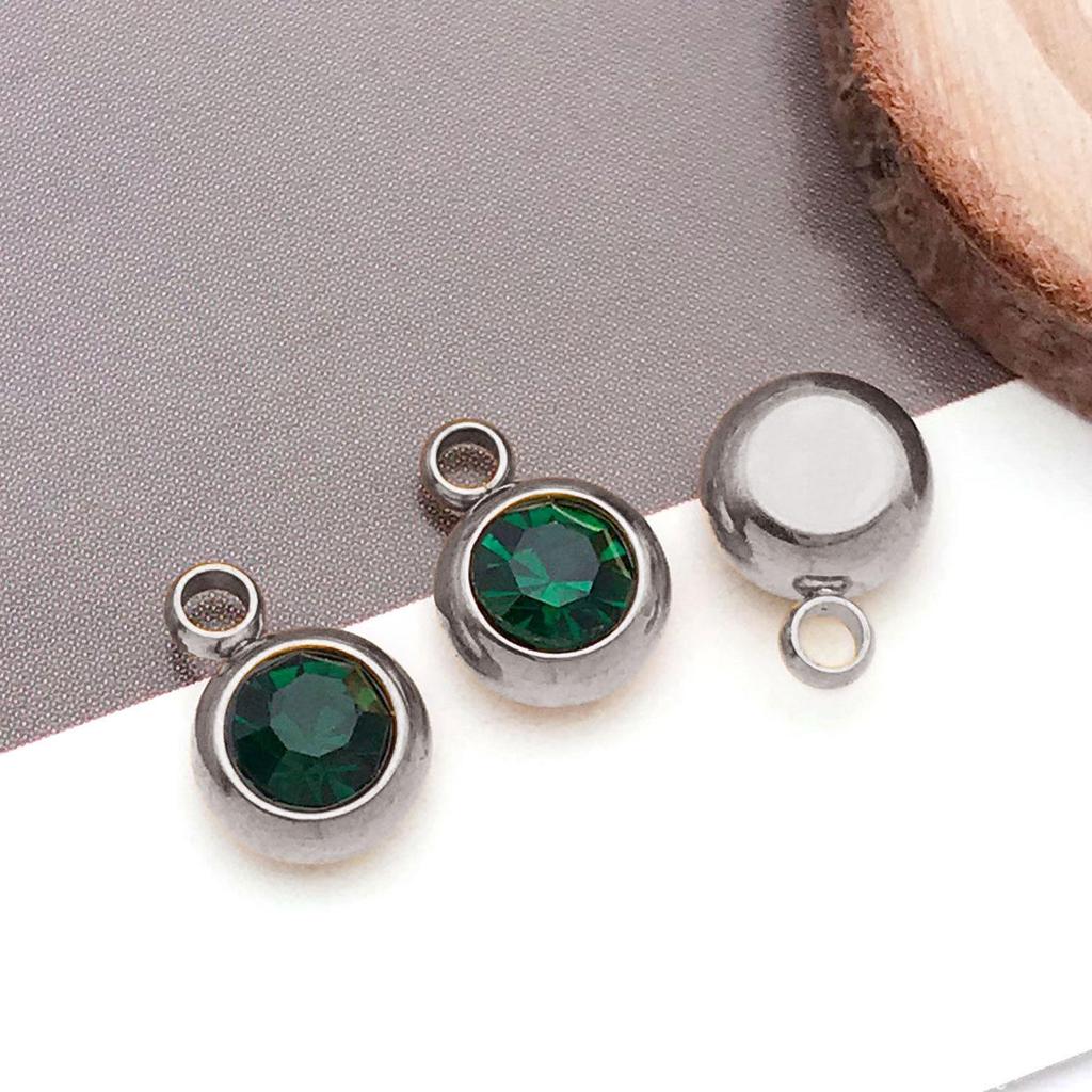 Twelve Color Birthstone Round Titanium Steel Pendant for DIY Jewelry