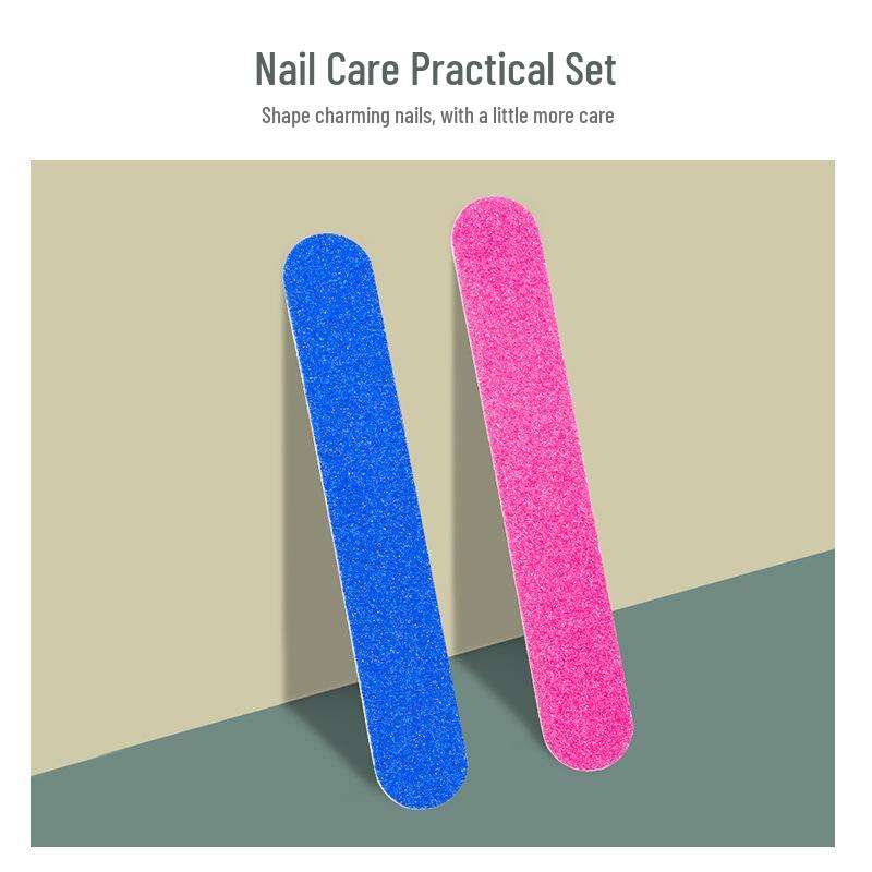 Dual-Color Disposable Nail File Strips - Red & Blue Buffing and Sandpaper Double-Sided Manicure Files.