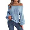 Fashion Off-the-shoulder Pullover Hollow Out Women Sweater Autumn Casual Knitted Tops Long Sleeve Loose Casual Solid Color One-word Collar Sweaters