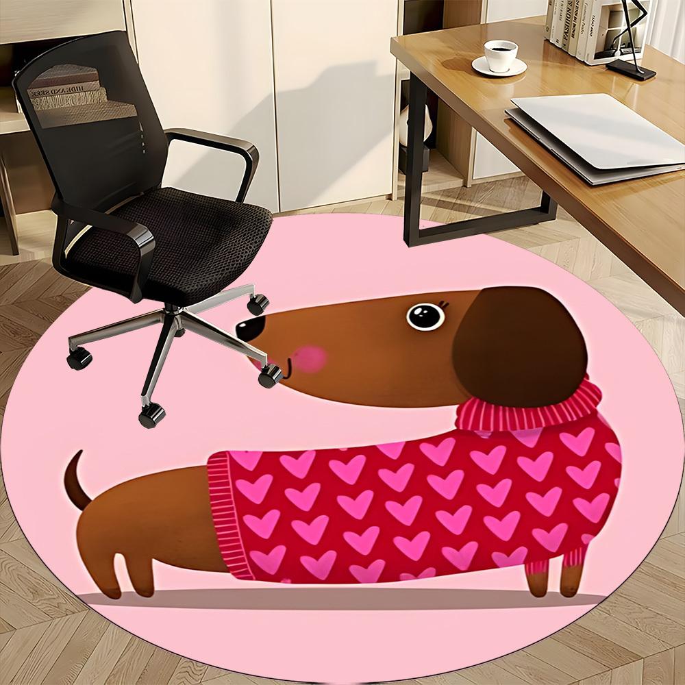 1pc Dachshund Heart Chair Carpet for Office - Durable, Ideal for Chair Mats, Stylish & Functional Decorative Rug Yy260203010
