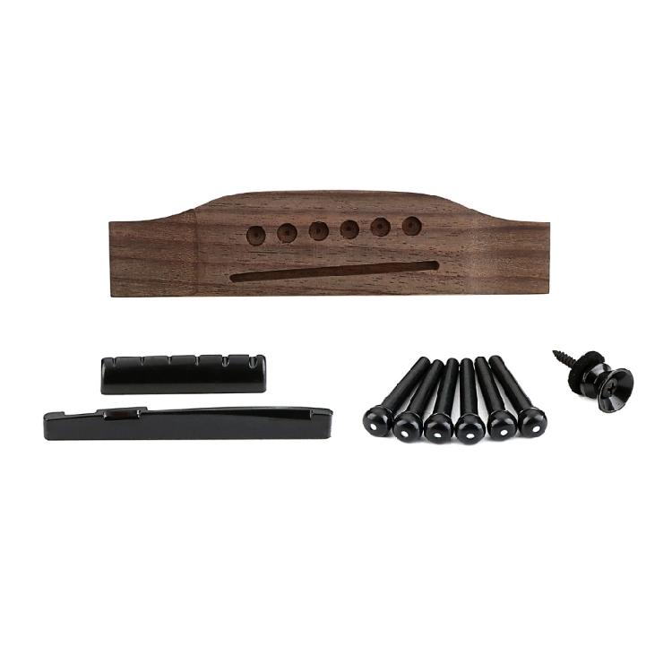 Acoustic Guitar Bridge Guitar Saddles Nut Slotted Bridge Pins Rosewood 6 String Folk Guitar Bridge Replacement Part