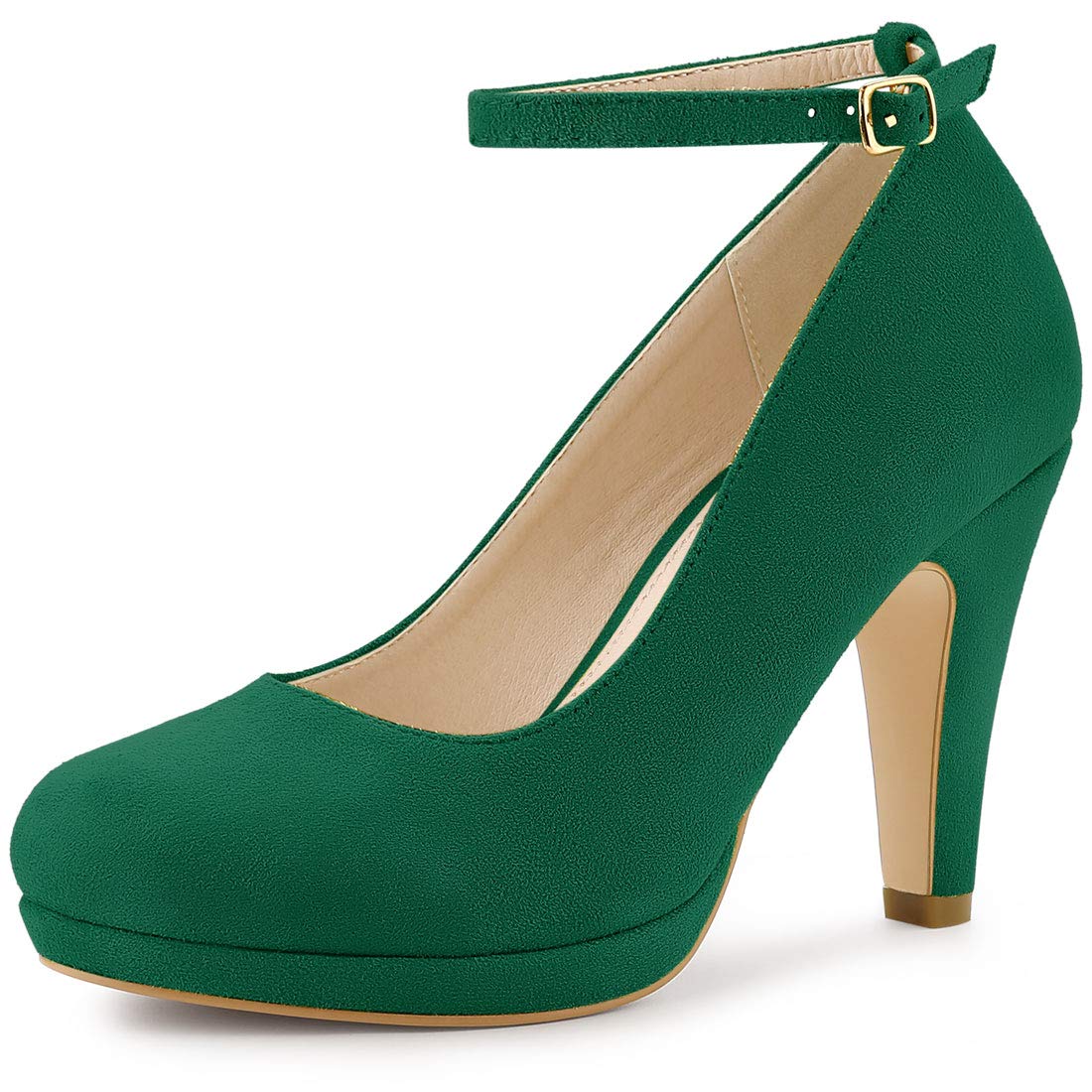 

Allegra K Women s Green Round Toe Stiletto Heel Pumps with Ankle Strap, Size 24.5cm