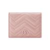 GG Marmont gestepptes V-Muster Druckknopfverschluss Leder Kartenhalter Damen Kartenhalter Rosa 466492-AACX4-5909