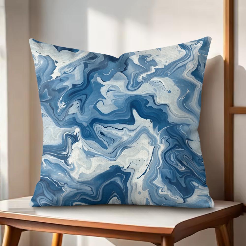 Marble Pattern Cushion Cover Natural Linen Organic Fabric DoubleSided Printing Couch Pillow Covers Home Decor Gift