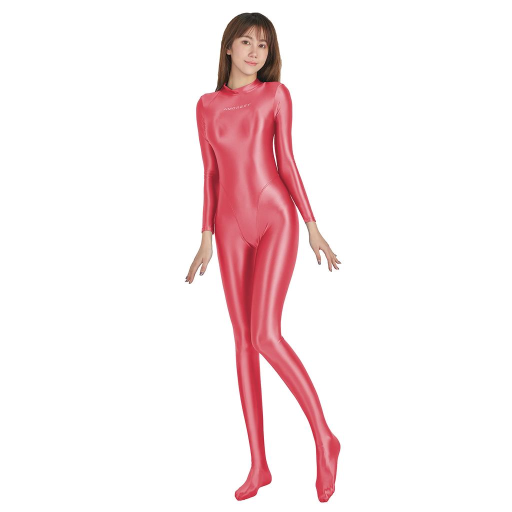 is a skinny diving Also nylon swimsuits with legs [AMORESY] shiny, full-body suit. available (rose, M).
