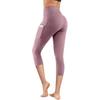 Leggings da Yoga a Vita Alta Taglie Forti con Tasca Laterale, Colore Unito, Lunghezza Sette Quarti per Corsa e Sport.