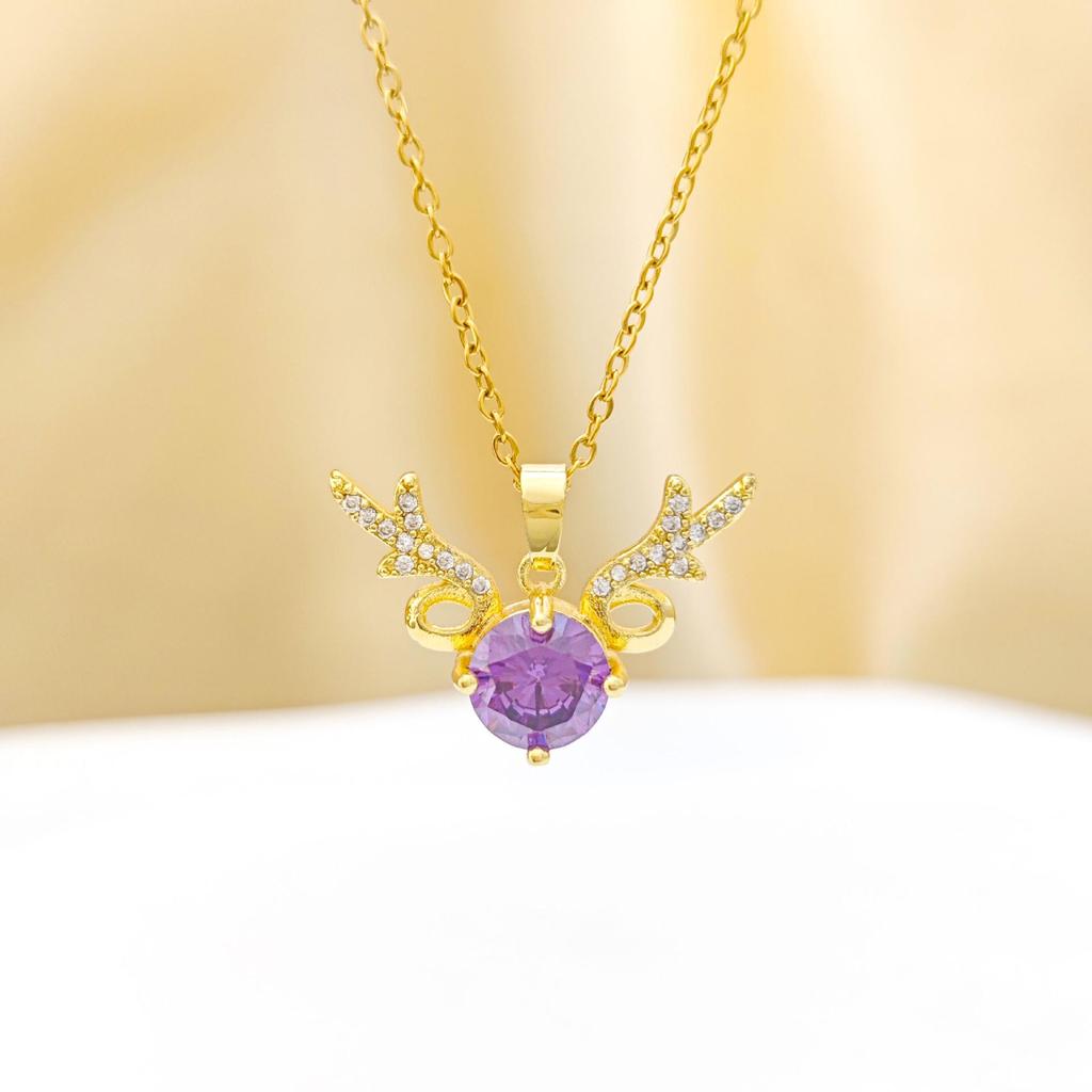 Elegant Titanium Steel Elk Necklace for Women - Light Luxury Clavicle Chain Jewelry