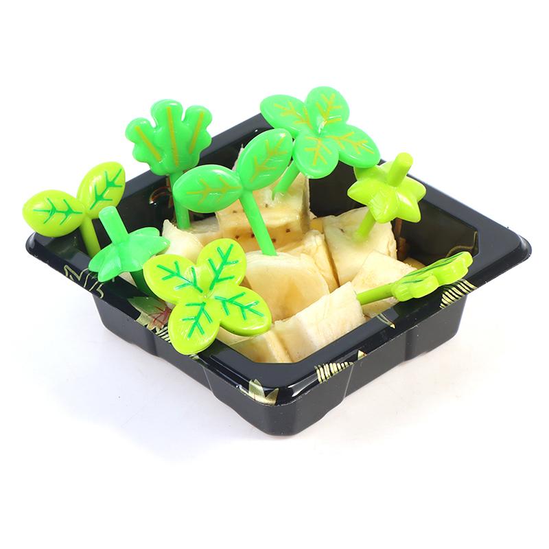 8Pcs/Set Fruit Fork Toothpick Leaves Decoration Lunch Box Bento Accessories