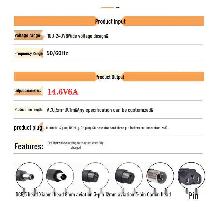 14,6V 6A LiFePO4 Batterieladegerät für 12,8V Akkupack - Vier in Reihe