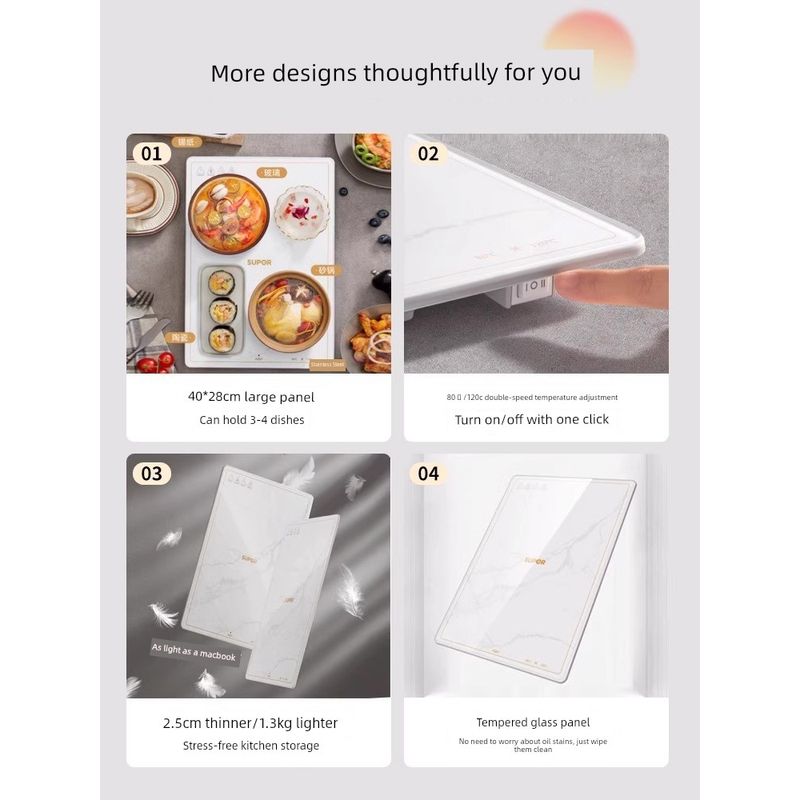 Supor Warming Plate for Home Use, Multifunctional Hot Dish Warming Board, Insulation Pad, Winter Dining Table Food Heating Gadget, New Model