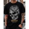 Men's Black Cotton T-Shirt With Bandana Skull Graphic And Silence Speaks Louder Than Your Opinion Slogan, Short Sleeve Crew Neck Top