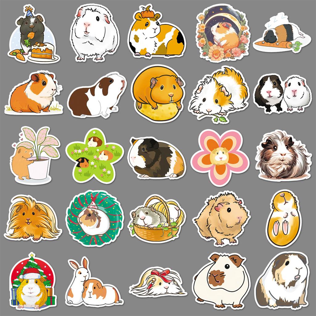 51 Guinea Pig Graffiti Stickers Personalized Cartoon Cute Animal Decoration Mobile Phone Case Water Cup Hand Ledger Stickers
