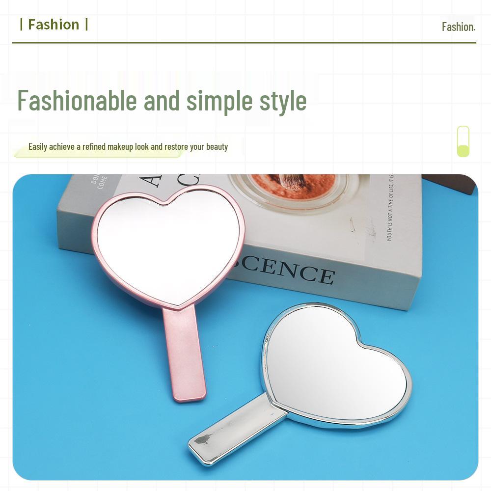 Heart-Shaped Electroplated Handheld Makeup Mirror - Mini Vanity Design