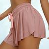 Women Shorts Wear-resistant Elastic Drawstring Flowy Biker Shorts Butt Scrunch Skirt for Yoga