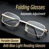 New Trend Folding Reading Glasses With Leather Box Collapsible Blue Light Blocking Eyeglasses For Men Diopter +1.0 To +4.0