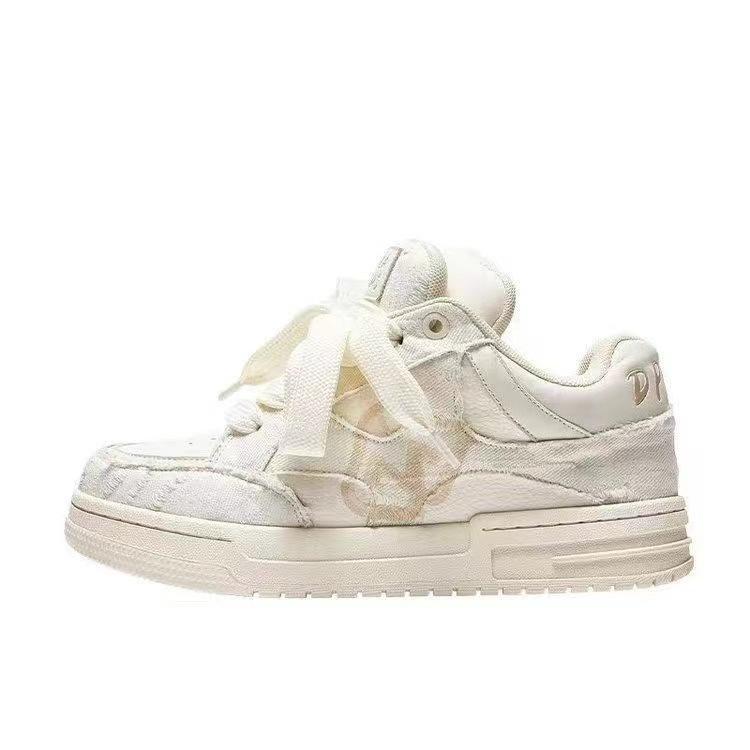 Guochao herren schuhe nische original design skateboard schuhe retro milch fufu freizeit sport plattform paar weiße schuhe