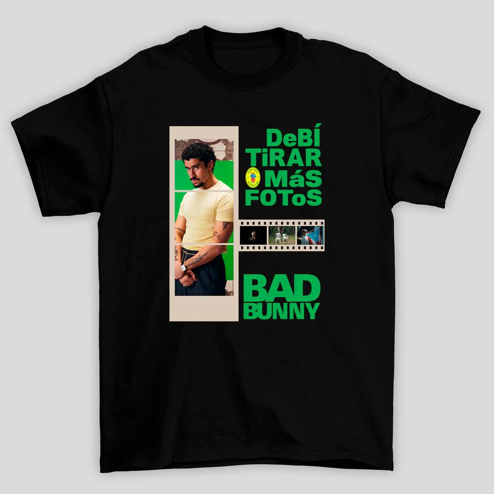 Singer Bad Bunny roll film Graphic 100%cotton unisex shirt Short Sleeve Unisex's summer Y2k Hip Hop O-Neck fashion oversized Tshirt