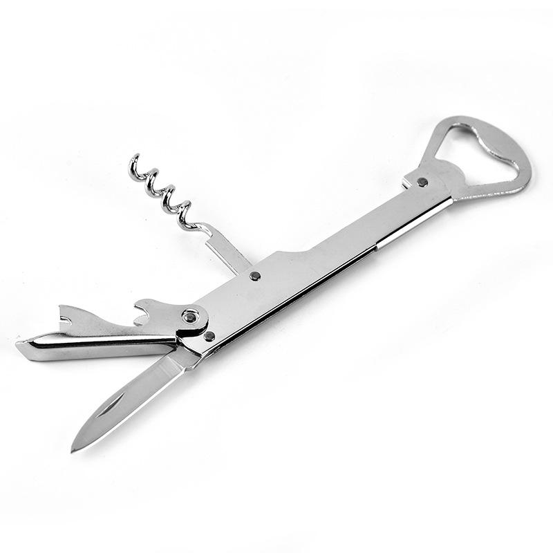 Multifunctional Stainless Steel Wine Corkscrew with Knife, Beer Bottle Opener, Can Opener