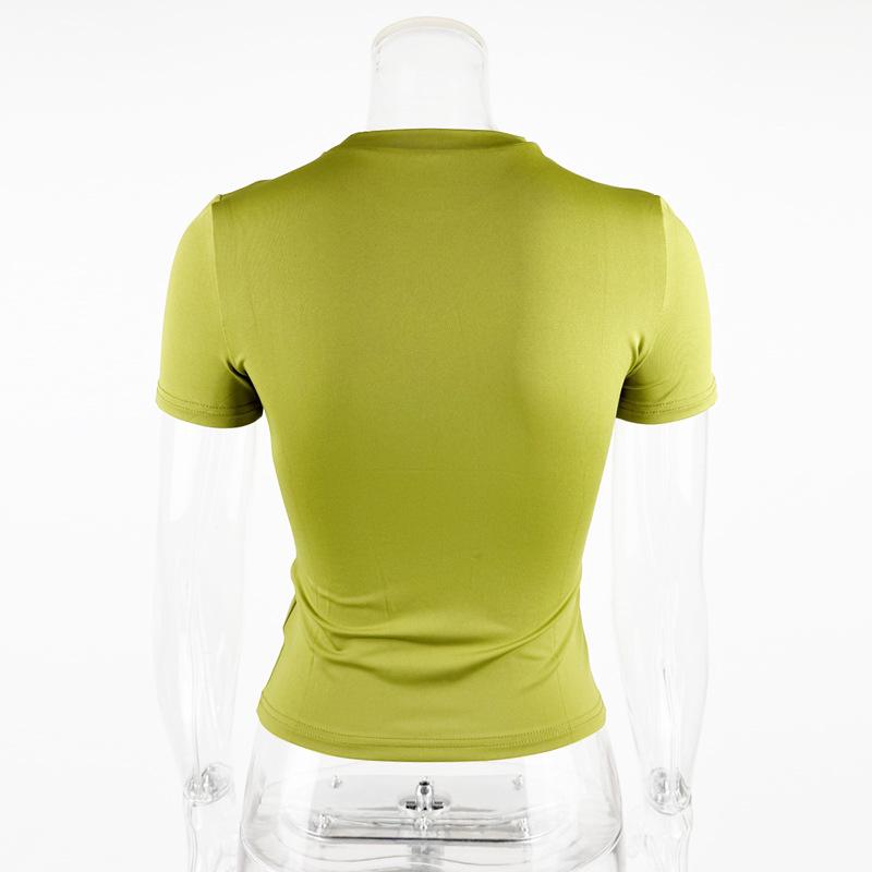 2025 Europäischer & Amerikanischer Stil Damen Slim Fit Kurzarm Rundhals T-Shirt - Inspiriert von Kardashian