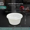 Jinmei Box King Disposable 1000ml Round Meal Boxes with Lids, 300-count, White