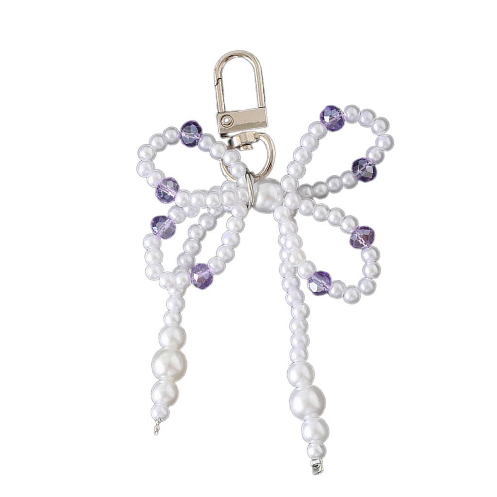 Elegant Bowknot Keychain Pendant Bag Decoration Bag Accessory Bead Bag Pendant Key Ornament Perfect for Daily Party Use