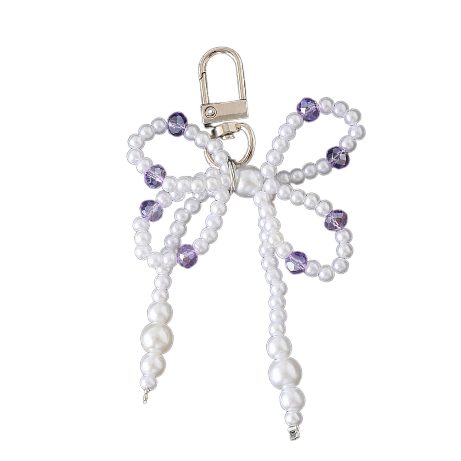 

Elegant Bowknot Keychain Pendant Bag Decoration Bag Accessory Bead Bag Pendant Key Ornament Perfect for Daily Party Use