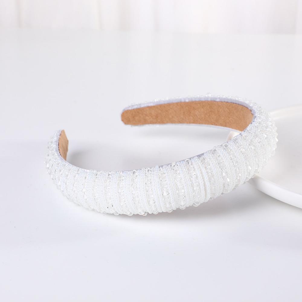 Fashion Shiny Crystal Beaded Headband Rhinestone Handmade Wide Headbands Baroque Gem Hair Hoop Hair Accessories