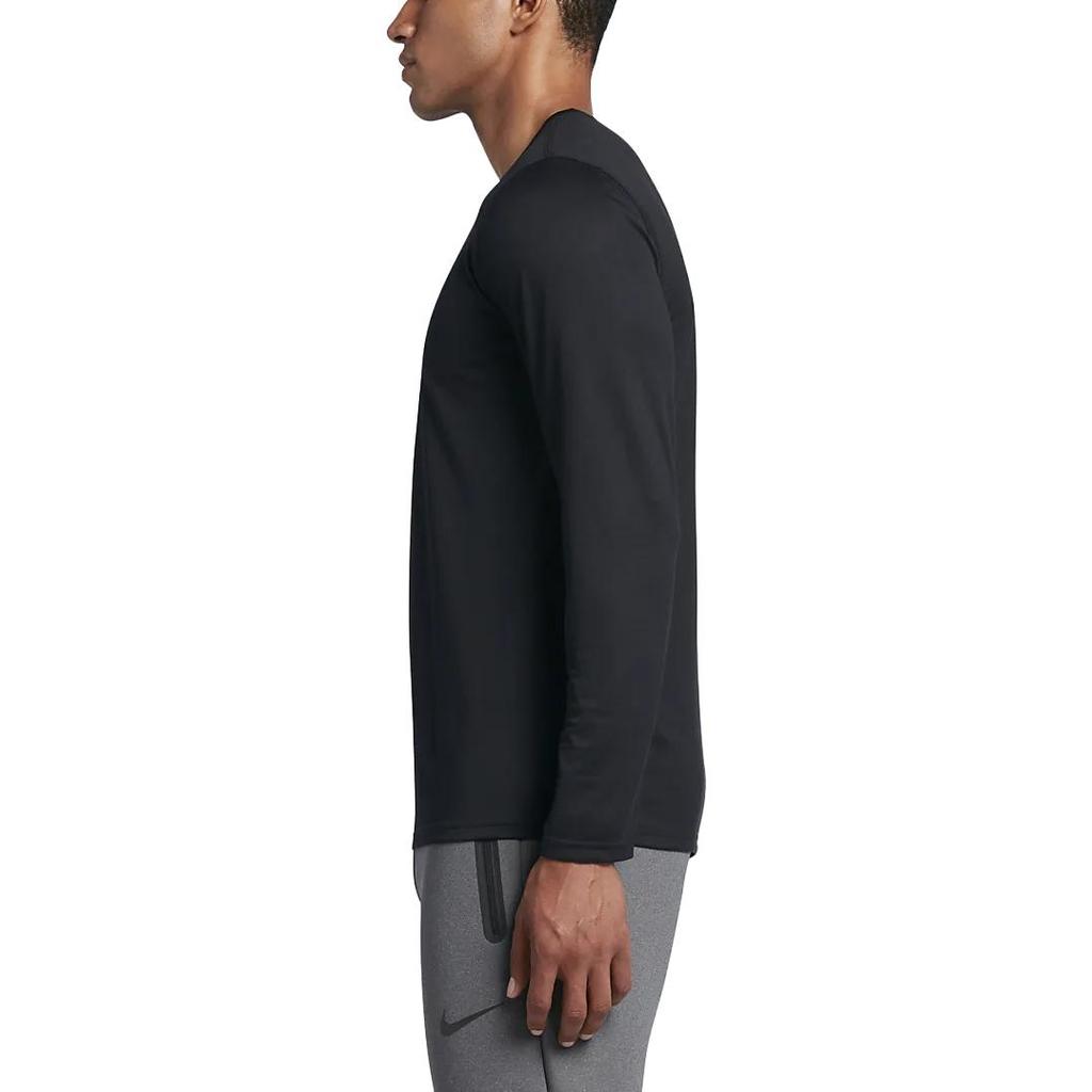 Nike Solid Color Logo Print Crew Neck Long Sleeve T-Shirt Men tops Black 718838-010