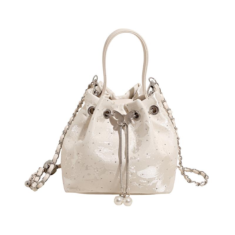 

Oxford String Simple Bucket Bow CHAINS Exquisite Bags for Women 2026 New Solid Color High Quality Commute Women s Handbags білий
