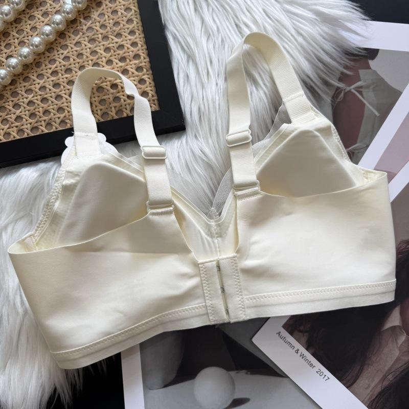 New Silk Mesh Satin Light-sensitive Steel-free Comfortable Underwear Women's Upper Support Pull Gather Natal Year Red Bra
