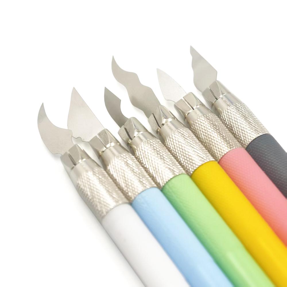 Dental Stainless Steel Porcelain Scalpel Back-cutting Knife Pocket Knife Non-slip Cutter Engraving Craft Knives 0.1mm Thickness