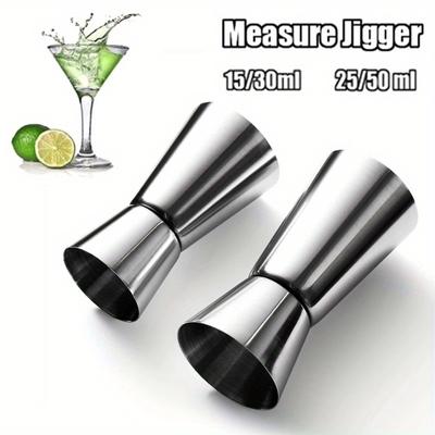 2 Teile/satz Edelstahl Cocktail Shaker 15/30ml und 25/50ml Messbecher Dual Shot Drink Spirit Messen Jigger Küche Gadgets
