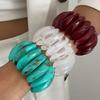 Ingemark 7 Colors Vintage Elastic Resin Plastic Bangles for Women 2025 New Trend Boho Geometric Round Bracelets Y2K Jewelry Gift