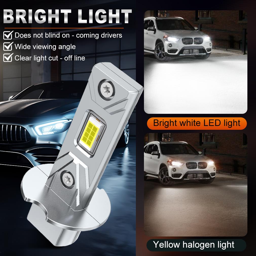 2 Stück 12000LM H3 LED Nebelscheinwerferlampen Mini H3 LED Nebellampe 30W 16Core CSP für Auto Lüfterlos Tagfahrlicht Auto Tagfahrleuchten 12V 6500K Weiß