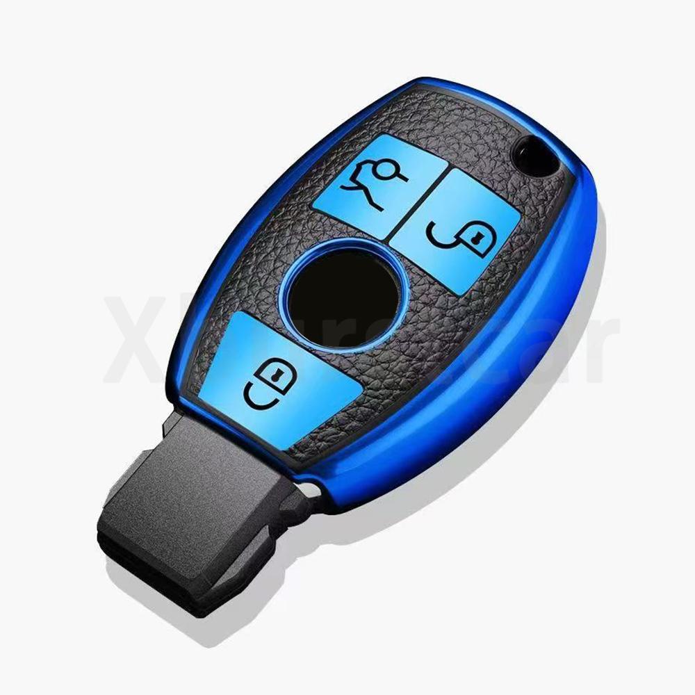 Leather TPU Shell Fob Car Key Case Cover for Mercedes Benz A B C E Class GLS GLA GLK GLC CLS CLA AMG W204 W205 W212 W463 W176